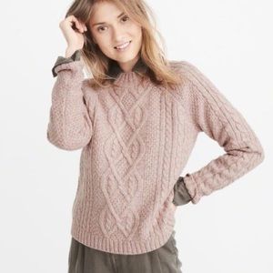 Abercrombie Pink Mock Neck Cable Knit Sweater